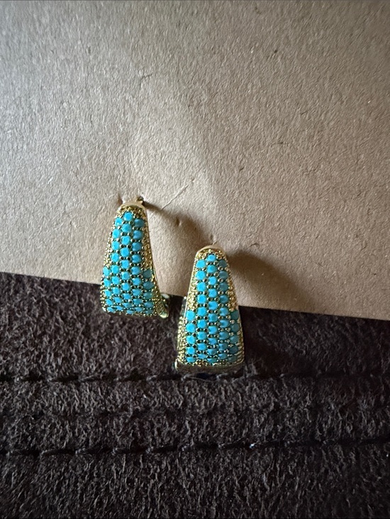 Jewelry - Turquoise Crystal Pavé Gold-Tone Stud Earrings - Women Jewelry